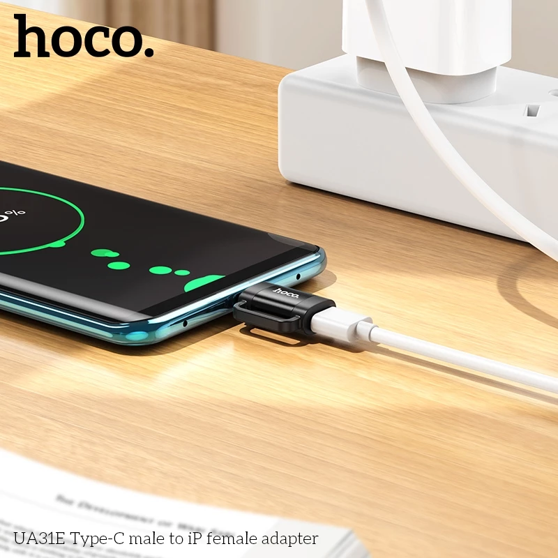 Đầu chuyển đổi cáp sạc (L to C) Hoco UA31E hỗ trợ sạc nhanh PD 60W cho điện thoại _ Hàng chính hãng