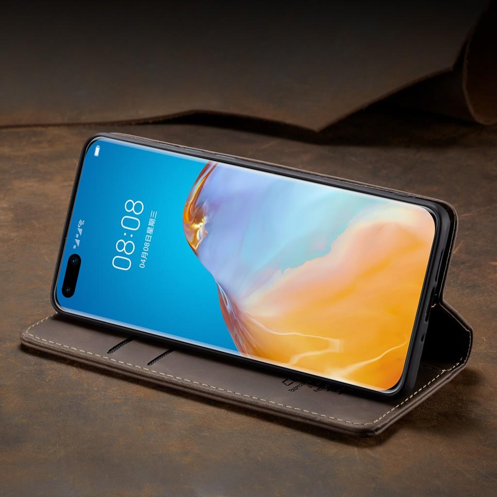 Bao da thật dạng ví dành cho Huawei P40 Pro