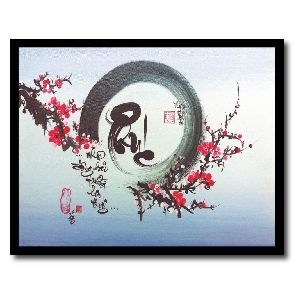 Tranh thư pháp treo tường kèm khung trang trí nhà cửa