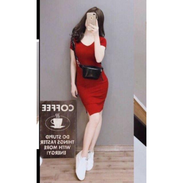 ĐẦM BODY XẺ HÔNG CHẤT THUN ĐẸP_ĐẦM ÔM BODY SIÊU ĐẸP