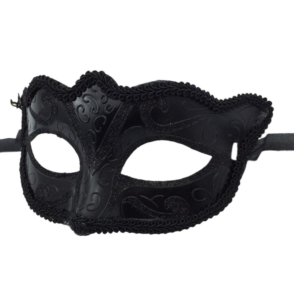 12 Pieces Women Mens Masquerade Ball Mask Venetian Party Eye Mask Black