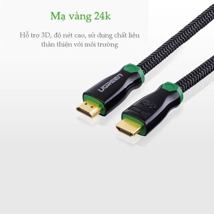 Ugreen UG10291HD126TK 1M màu Đen Cáp tín hiệu HDMI vỏ bọc kim loại hỗ trợ 3D 4K2K - HÀNG CHÍNH HÃNG