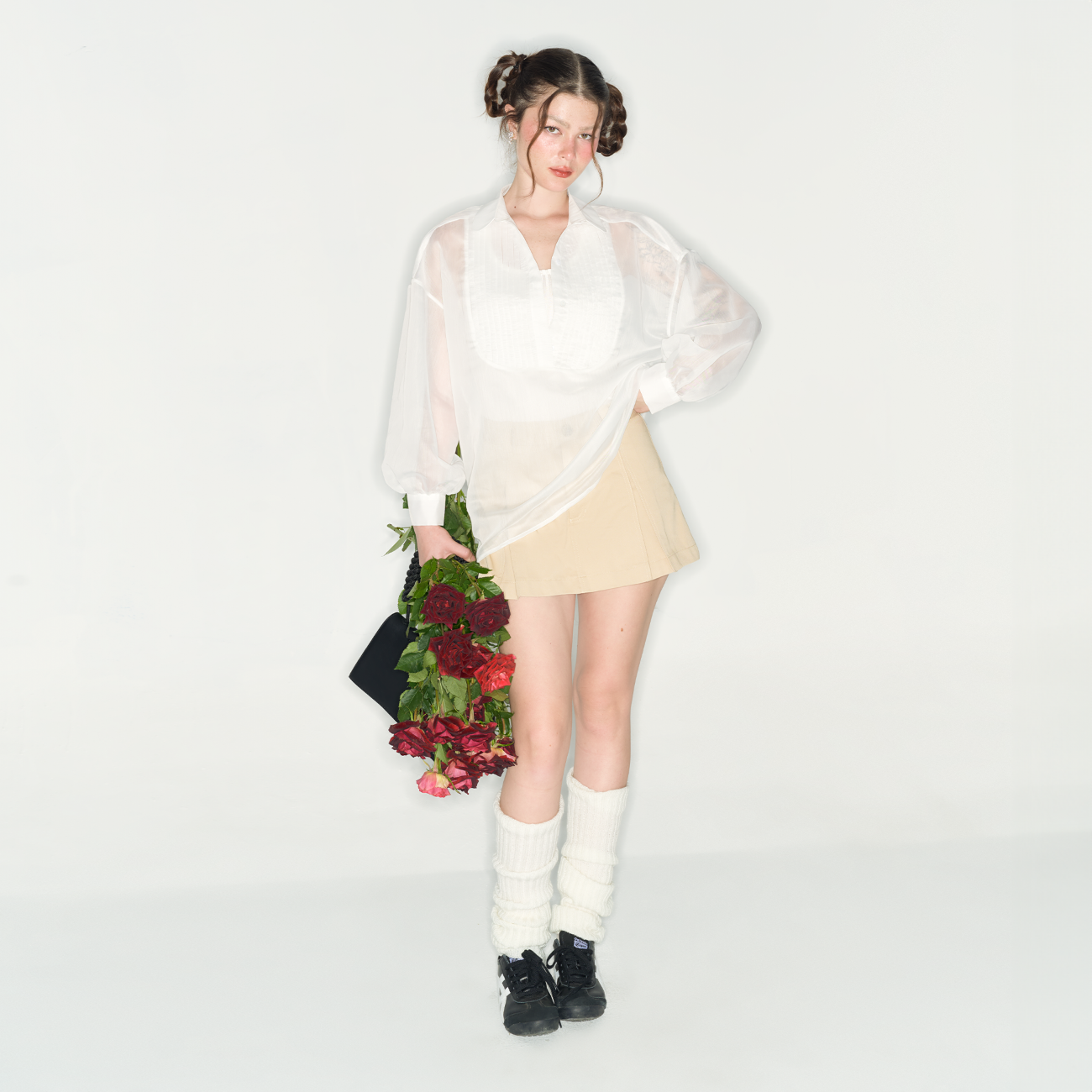 DOTTIE - Áo sơ mi kiểu vải organza - Trắng - T0860
