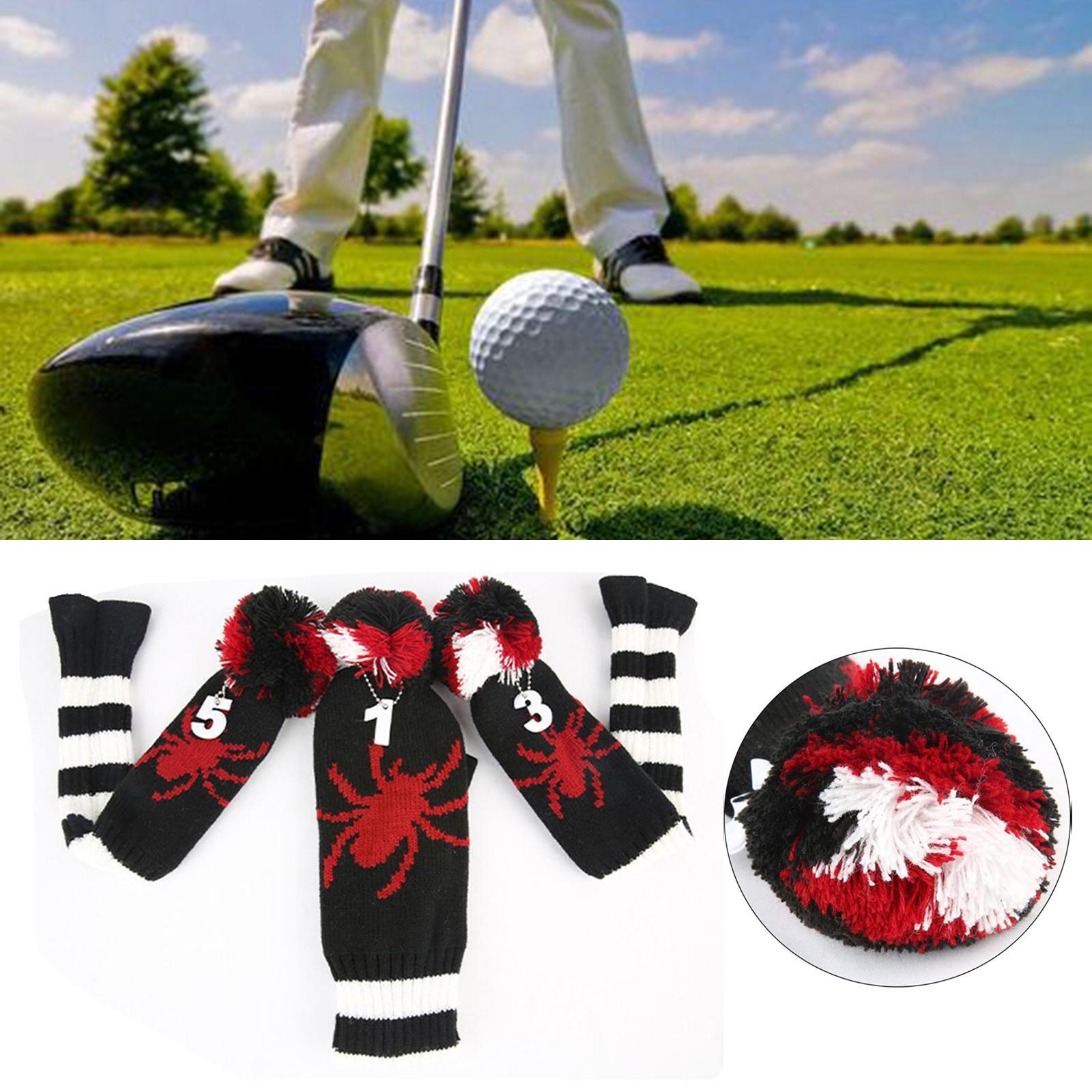 3Pcs Knit Golf Headcover Driver Cover Portable Golf Club Wood Head Covers for Driver Wood, Fairway Wood and Hybrid Protect Sleeves