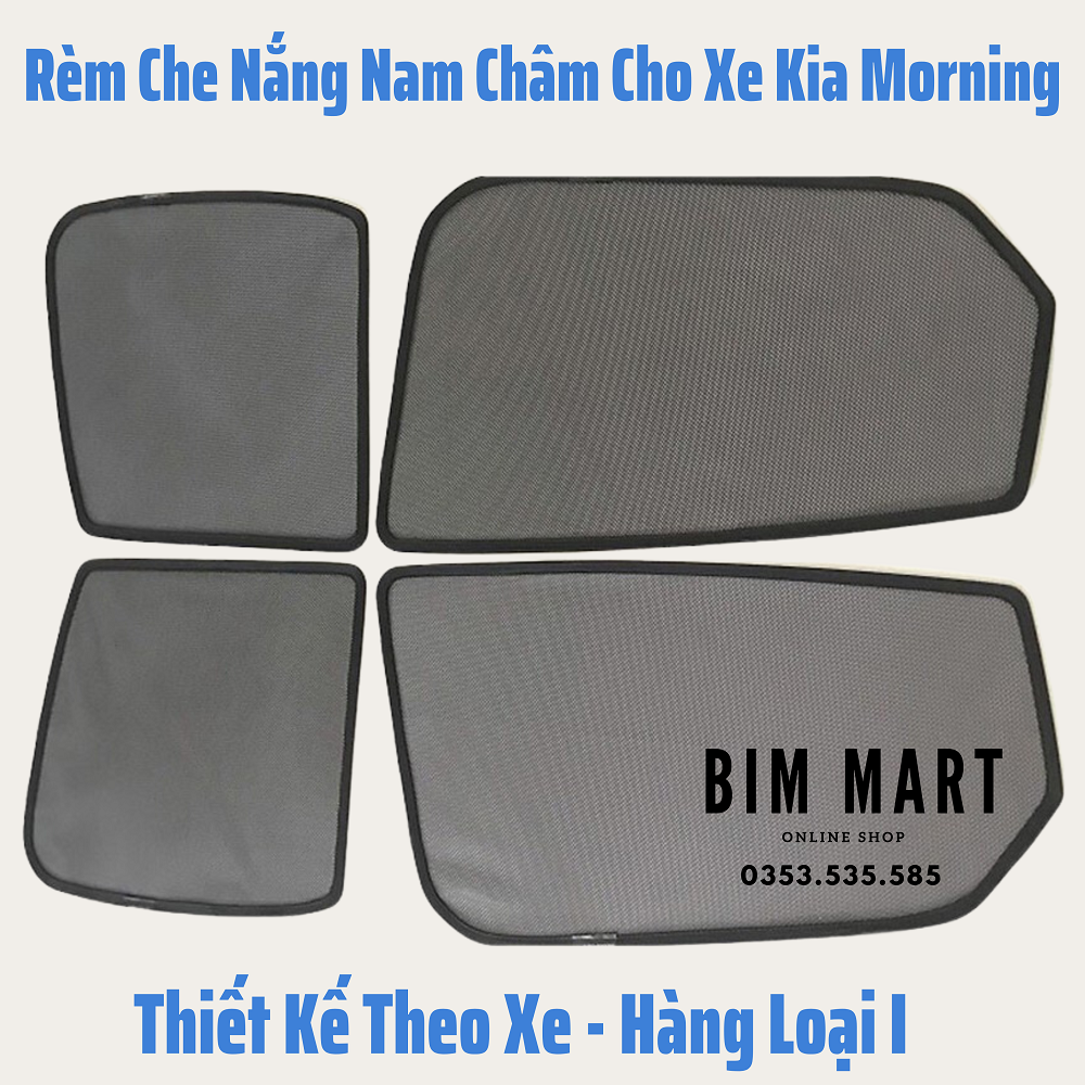 Rèm che nắng nam châm dành cho xe Kia Morning - Bộ 4 tấm chắn nắng chuẩn form xe, nam châm hút mạnh