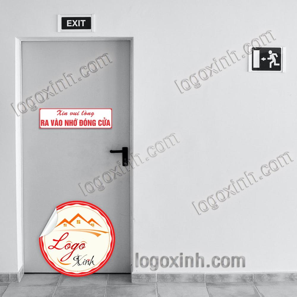 LOGO TEM STICKER NHẮC NHỞ RA VÀO ĐÓNG CỬA, NHẮC NHỞ ĐÓNG CỬA CẨN THẬN, KEEP DOOR CLOSED
