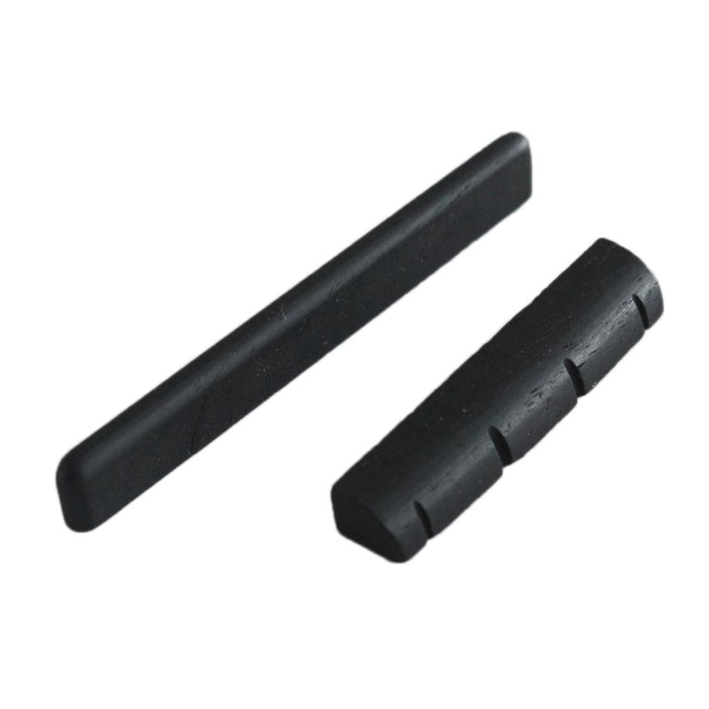 Ebony Wood Guitar Nut and Saddle Set For 4 String Ukulele Guitar Parts Black