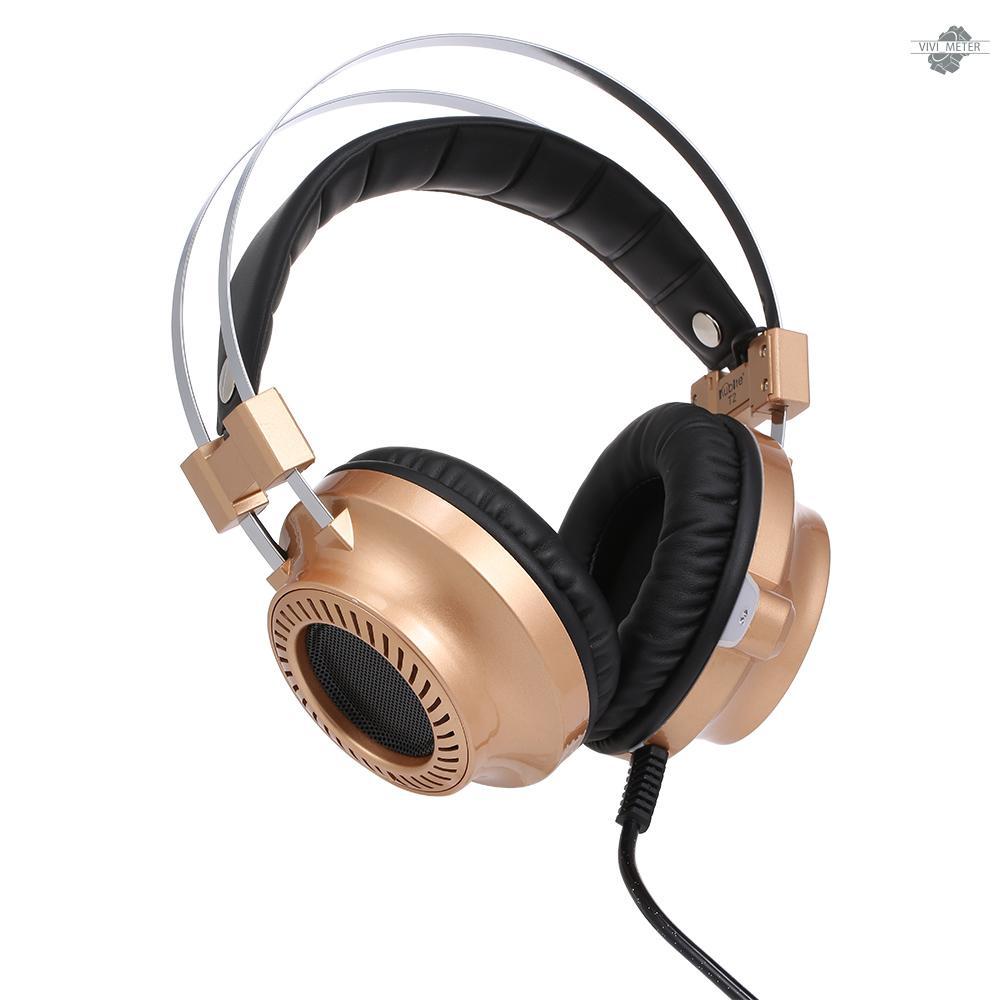 KUBITE T2 Gaming Headphones Stereo Bass Gaming Headset with Microphone LED Light 3.5mm Wired for Desktop Cpmputer