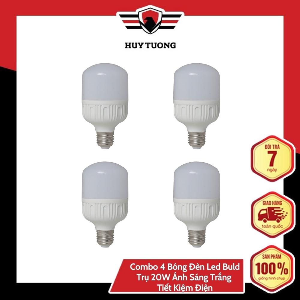 Combo 4 Bóng Đèn Led Buld Trụ 20W Ánh Sáng Trắng Tiết Kiệm Điện