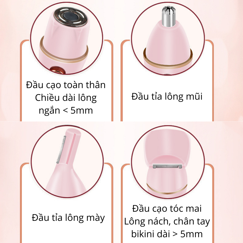 Máy Cạo Lông Toàn Thân Chính Hãng Bugu BZ-35666 Đa Năng 4 In 1 Sạc USB Nhỏ Gọn Tiện Lợi An Toàn