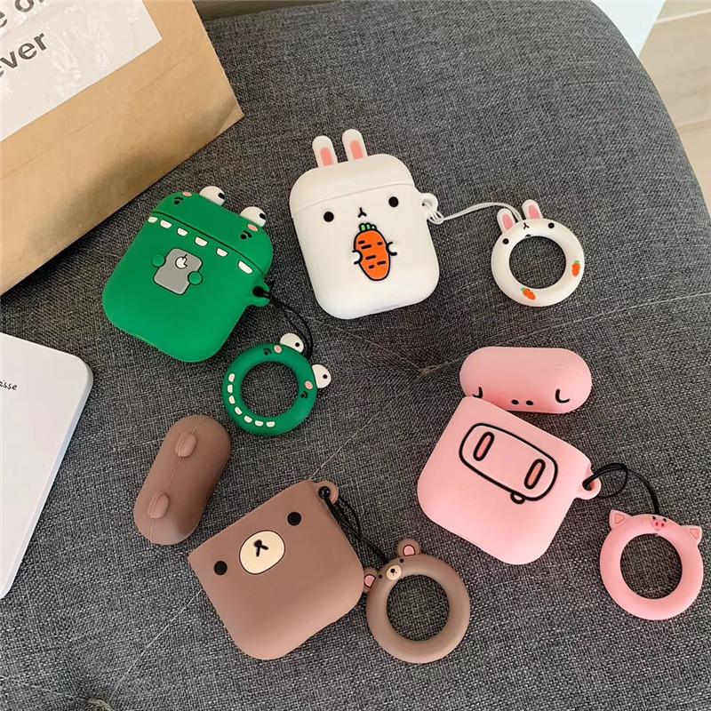 Airpods case, Ốp silicone dẻo bảo vệ dành cho Airpods 1/2 - Hàng Chính Hãng - Cute Animal