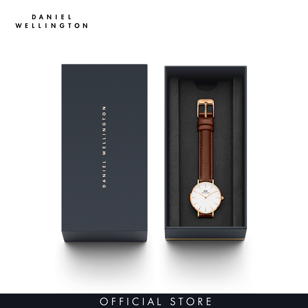 Đồng hồ Nữ Daniel Wellington dây da - Petite St Mawes mặt trắng - vỏ vàng hồng