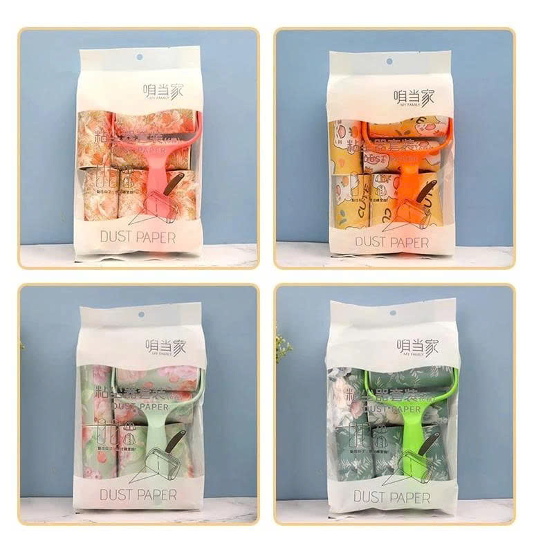 Set cây lăn và 6 lõi lăn bụi quần áo, sofa, ga giường,  đa năng, tiện dụng, hiệu quả