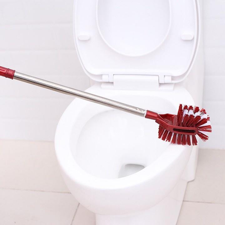 Cây cọ vệ sinh bồn cầu cọ toilet 2 đầu cán inox thiết kế nhỏ gọn lông chổi mềm làm sạch sẽ bụi bẩn tiện lợi