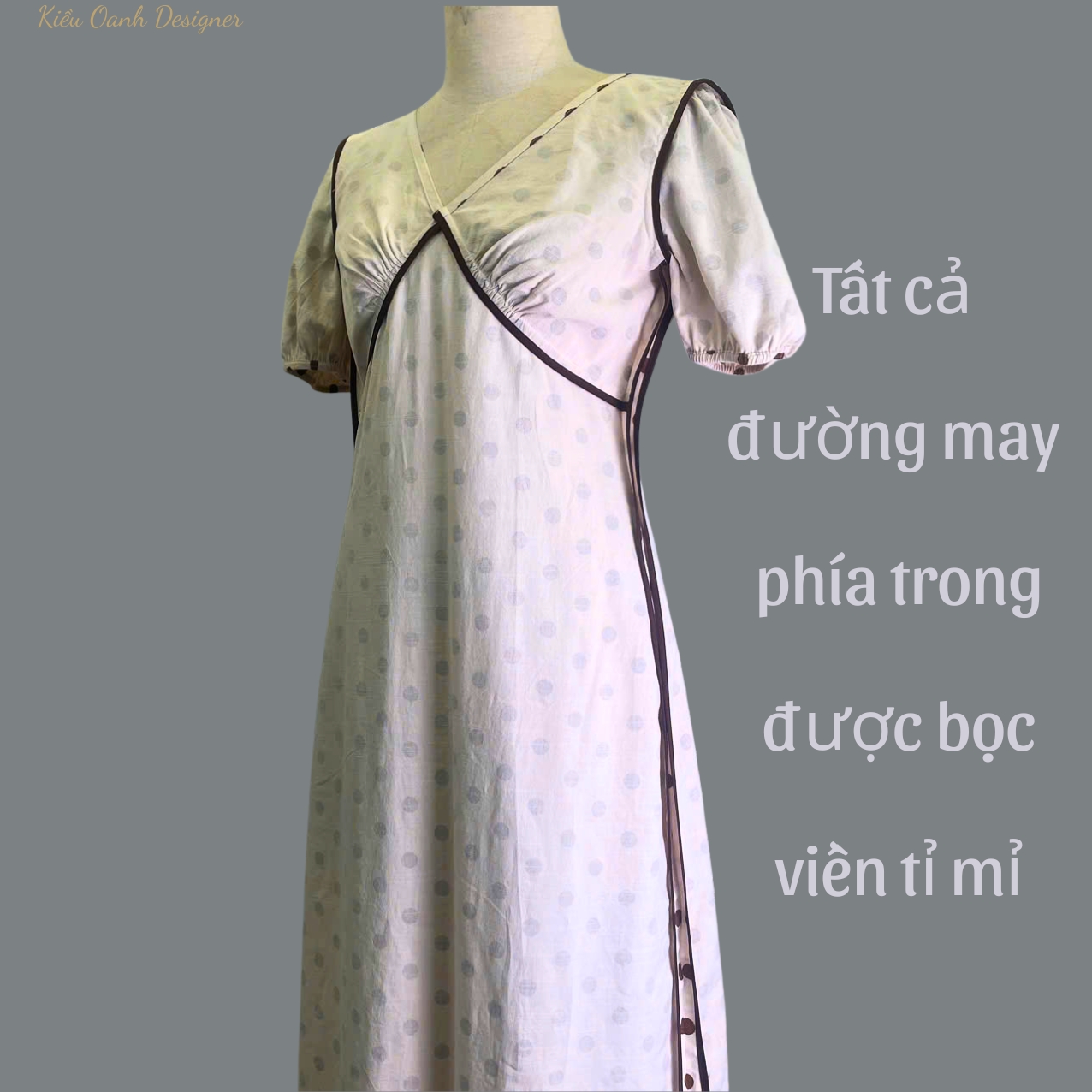 Đầm linen trung niên,độ bền cao,mát mịn,thấm hút mồ hôi,may viền tỉ mỉ,sản xuất độc quyền tại Kiều Oanh Designer
