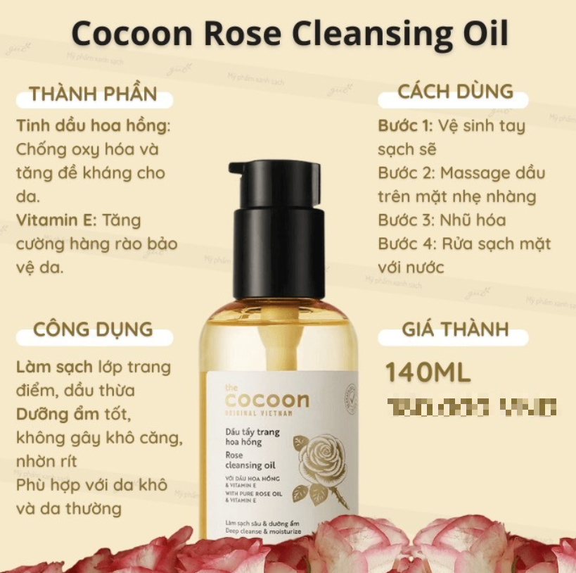 Dầu tẩy trang hoa hồng Cocoon 140ml