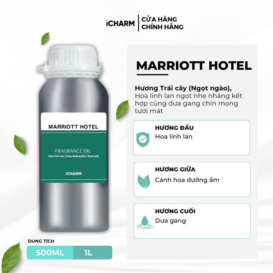 Tinh dầu thơm phòng nước hoa, khách sạn 500ml, 1 lít iCHARM khuếch tán phòng ngủ, spa, đuổi muỗi