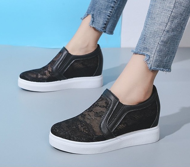 [CHẤT LƯỢNG] Giày độn đế nữ, giày slip on nữ đế độn lưới V09 êm chân, hàng Quảng Châu loại 01 S076