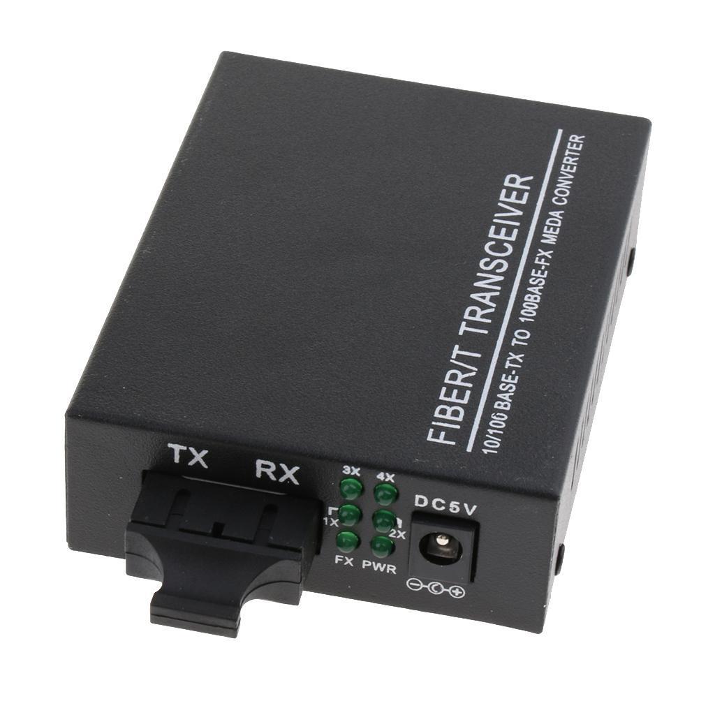 10/100Mbps Fast Ethernet Media Converter Singlemode Dual Fiber Transceiver 25Km with 2x For HD Camera