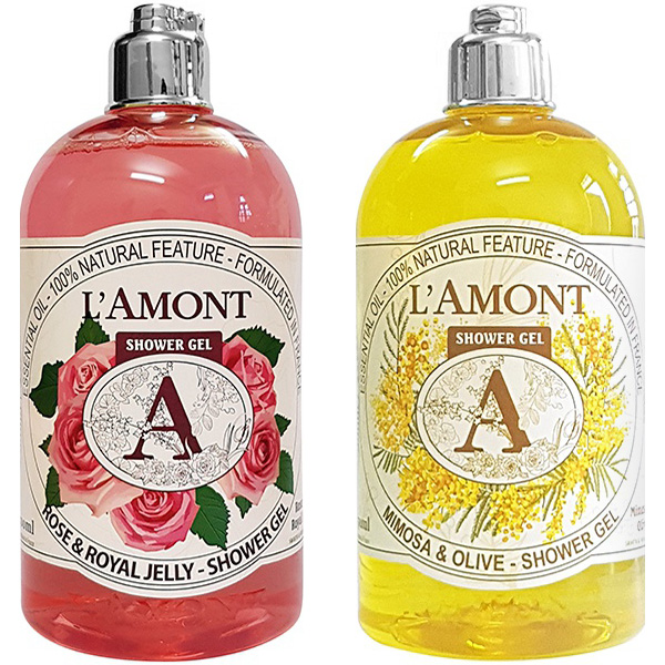 Combo Sữa Tắm L'amont En Provence Rose Shower Gel + Mimosa Shower Gel (Hương hoa Mimosa) 500ml/chai