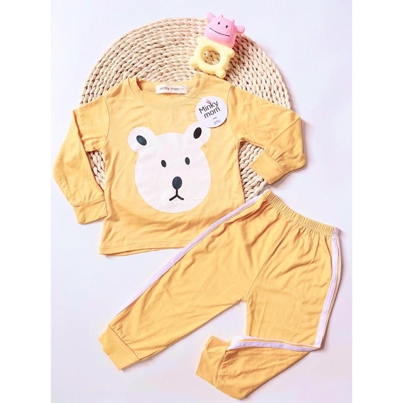 Bộ dài thun lạnh Minky mom họa tiết động vật Voi xanh