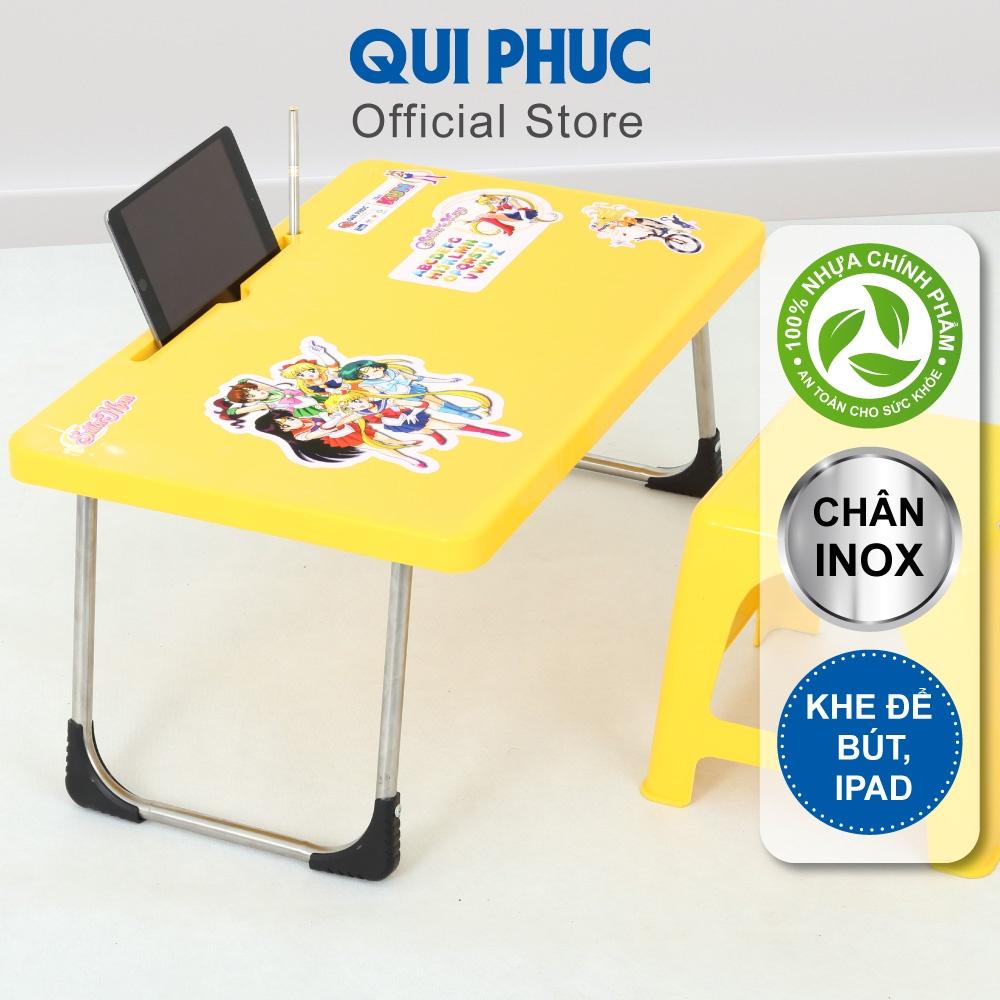 Qui Phúc Bàn Học Gấp Gọn Deli Kun Cho Bé Ngồi Học Ngồi Chơi- có khay để iPad- bút viết tiên lợi