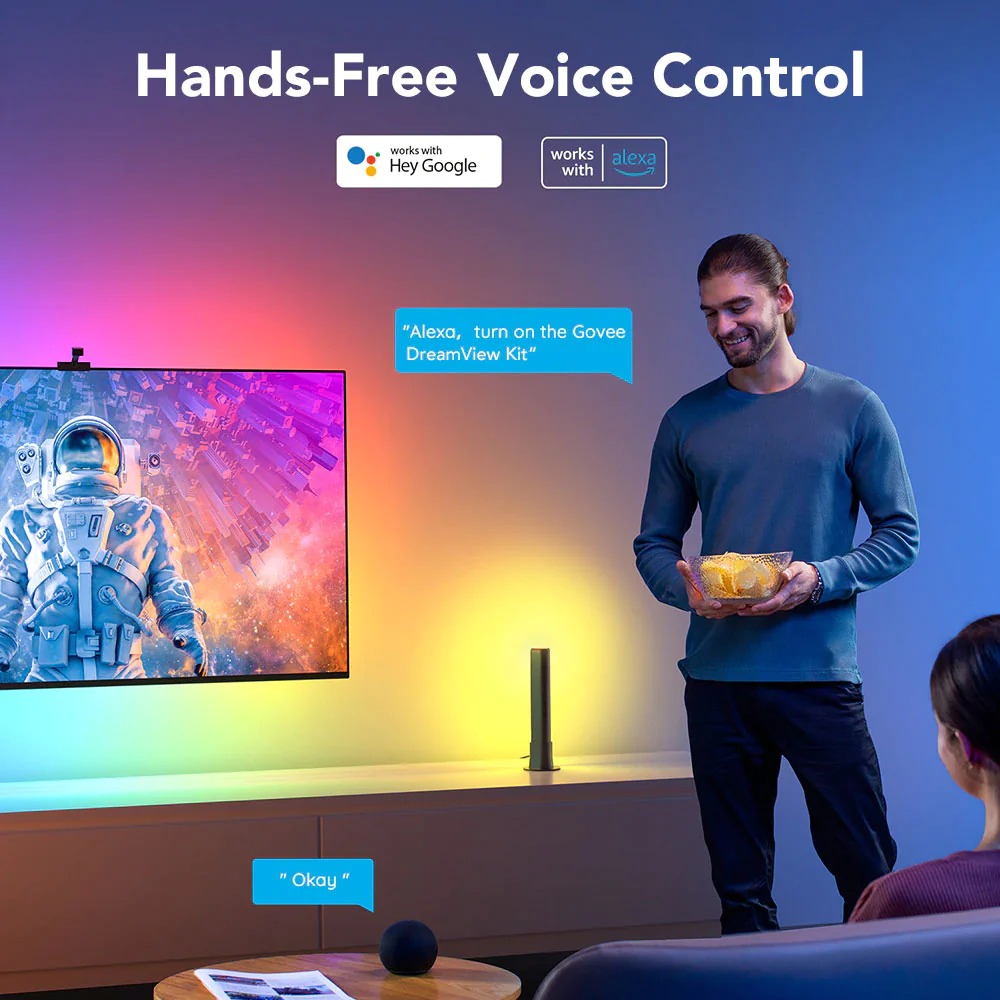 Bộ đèn LED trang trí TV Govee DreamView T1 Pro TV Backlight H605B | Kèm camera cảm biến màu thông minh | ánh sáng RGBIC