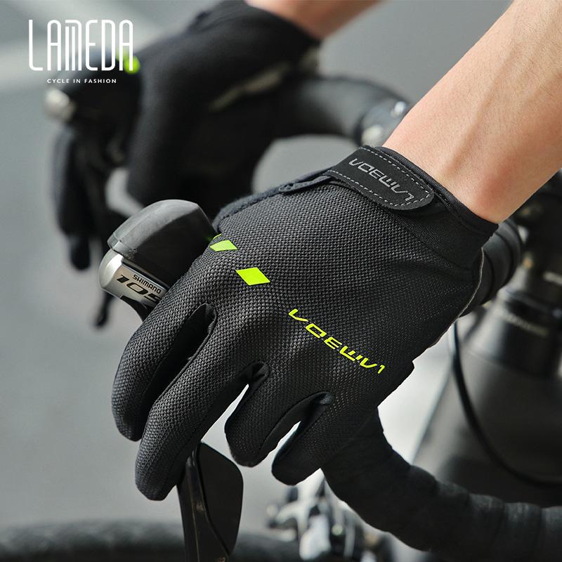 Găng tay đi xe đạp LAMEDA hấp thụ sốc thoáng khí cho nam và nữ, găng tay thể thao ngoài trời dành cho xe đạp MTB Color: Black white Size: XXL