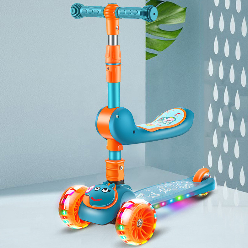 Xe Trượt Scooter Gấp Đa Năng Cho Bé - Tặng Kèm Yếm Cotton Ngẫu Nhiên