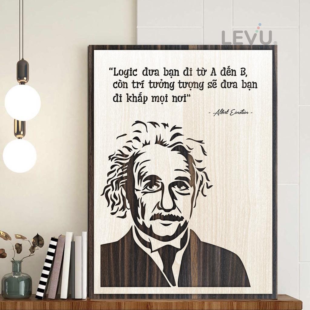 Tranh slogan câu nói nổi tiếng của Albert Einstein bằng gỗ khắc laser LEVU NT09