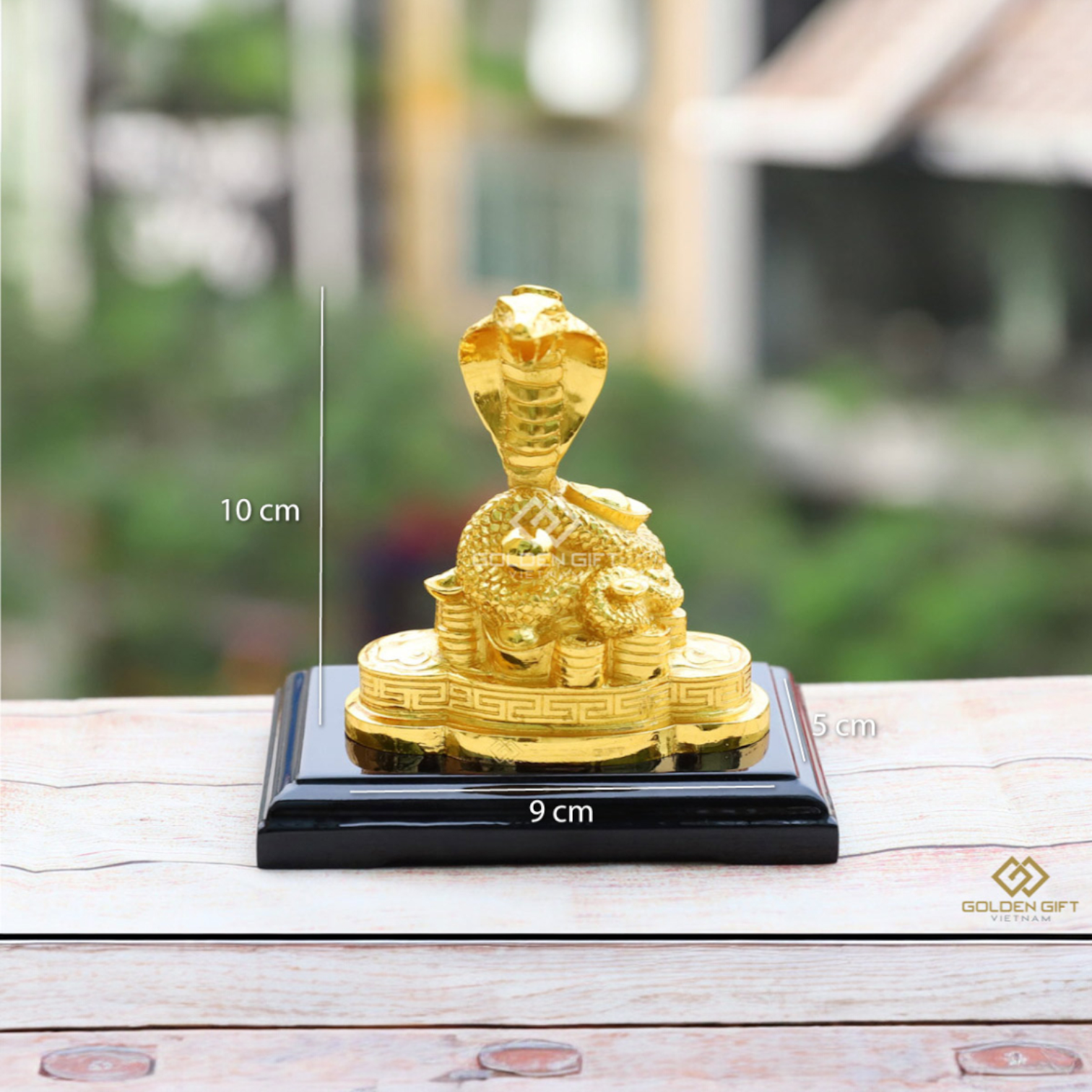 Tượng Rắn phong thủy mạ vàng - Linh vật cho người tuổi Tỵ - cao 10 cm