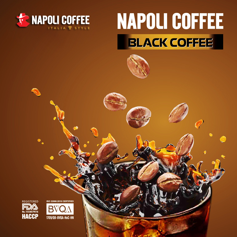 Cà phê đen hòa tan không đường Napoli Coffee - Cafe Arabica rang xay hạt sạch chua thanh hậu ngọt