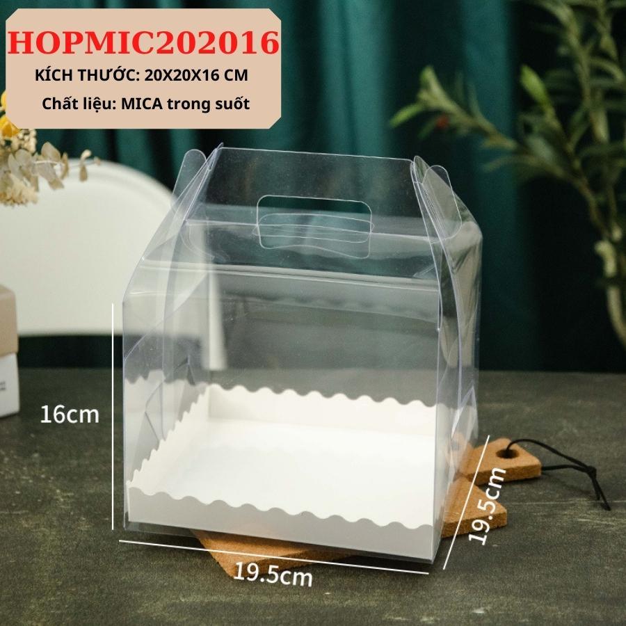 Hộp Đựng Bánh Kem Gato Sinh Nhật Mica Hình Vuông đáy 20x20 CM Phụ kiện Trang Trí Trong Suốt - HOPMIC202016