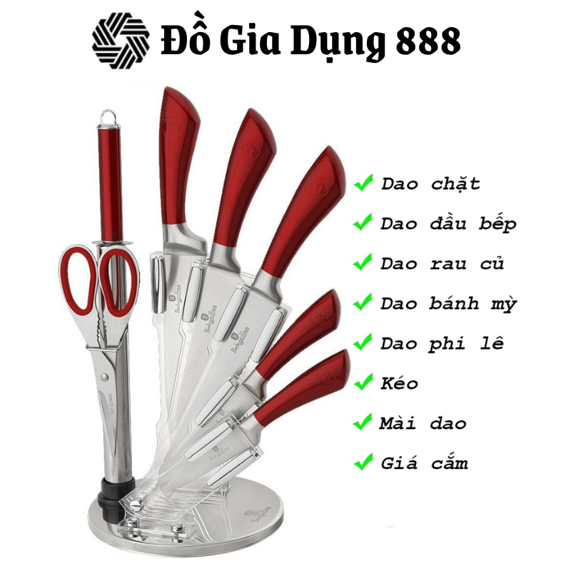 Bộ Dao Berlinger Haus BH-2679, Bộ Dao Nhà Bếp Đa Năng, Dao Chặt, Dao Cắt Bánh Mỳ, Dao Thái Rau Củ, Thái Thịt, Nhập Đức