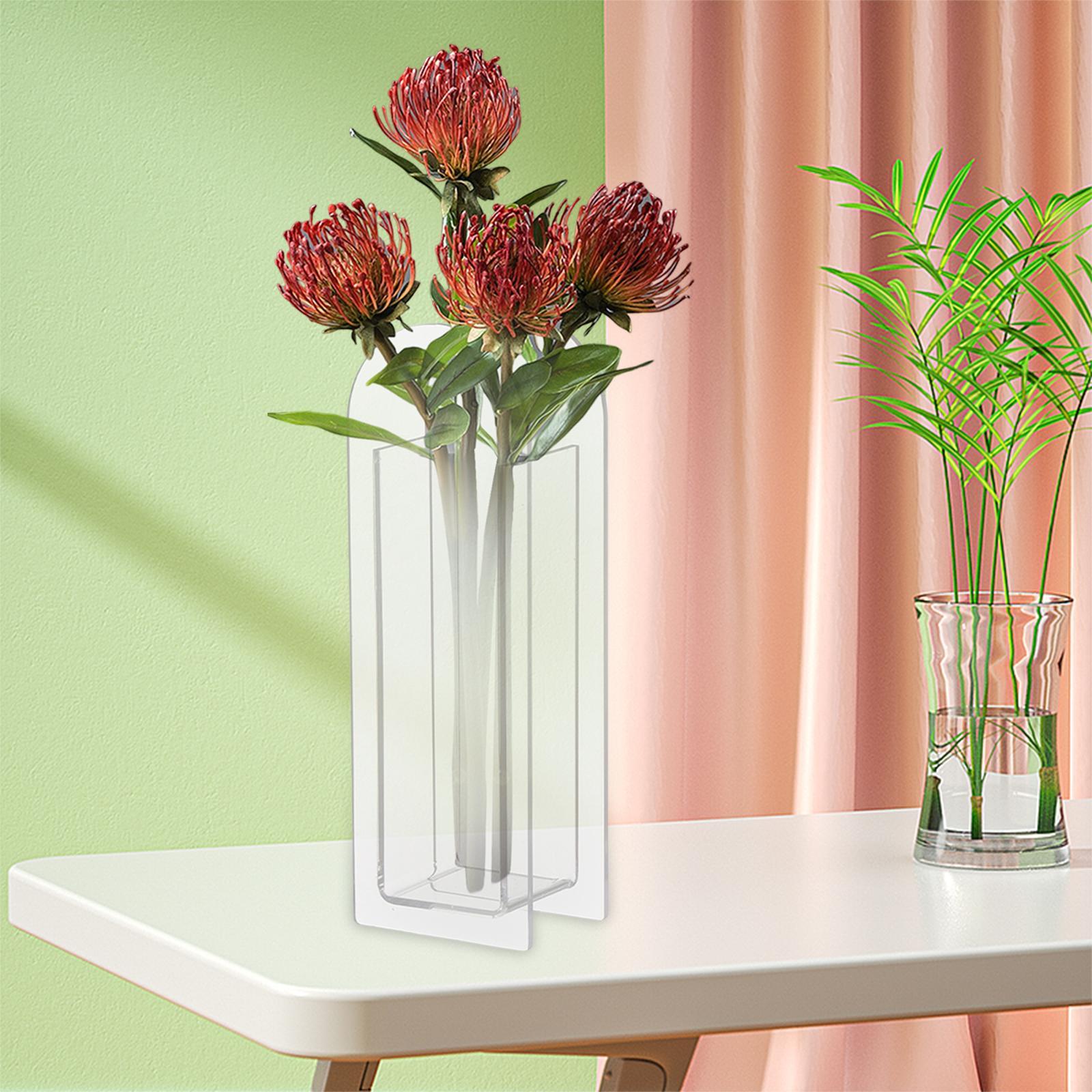 Unique Vase Geometric Arch Elegant Acrylic flower buckets for Restaurant
