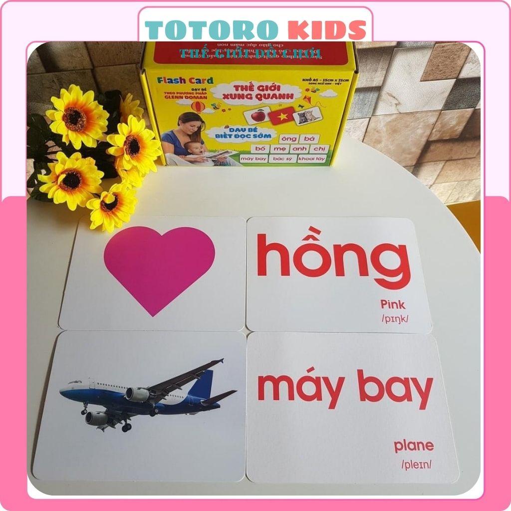 Bộ thẻ học thông minh con vật chữ cái song ngữ 14 chủ đề flashcard loại to kích thích thị giác cho bé khổ A5