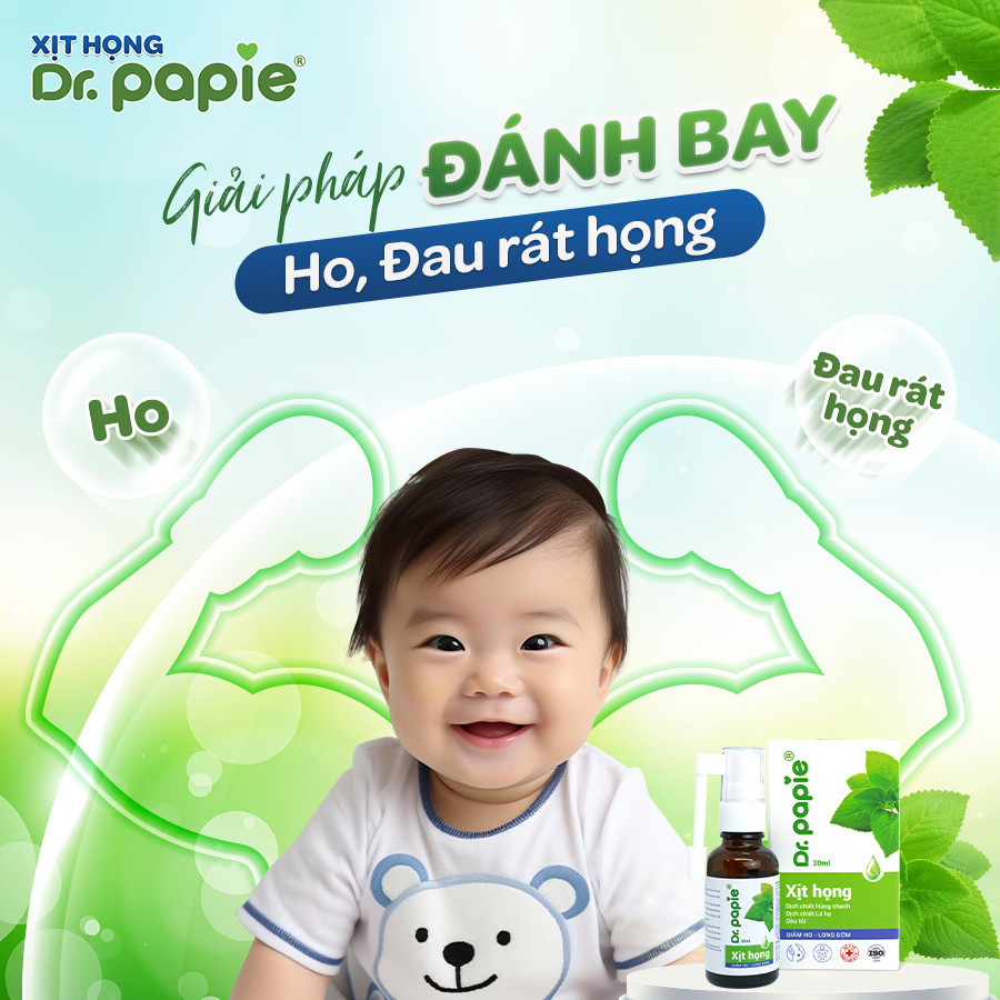 Xịt Họng Dr.Papie Dịch Chiết Húng Chanh Hỗ Trợ Giảm Ho, Tăng Sức Đề Kháng Đường Hô Hấp 30ml