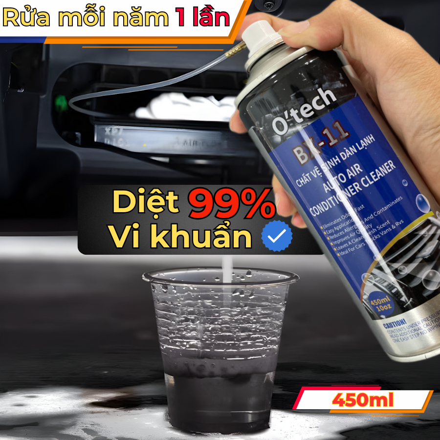 Vệ Sinh Điều Hoà Ô Tô - Dung Dịch Vệ Sinh Điều Hòa Ô Tô - Nước Rửa Máy Lạnh - Air Cleaner - OTech