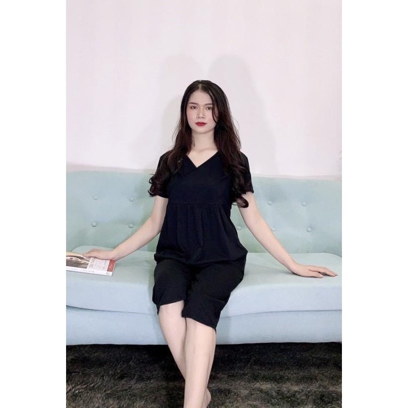 Bộ bầu mặc nhà hè cotton ngắn tay thoáng mát thiết kế