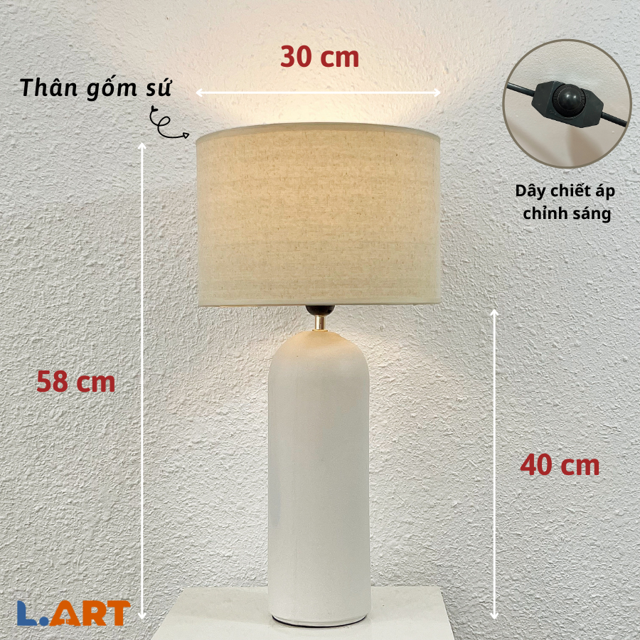 Đèn ngủ đầu giường thân trắng nhám size lớn DS-TL9863