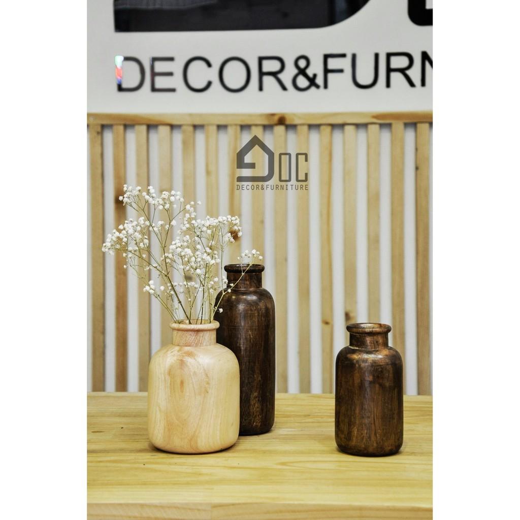 Set lọ hoa gỗ, hoa trang trí thủ công mỹ nghệ LH06