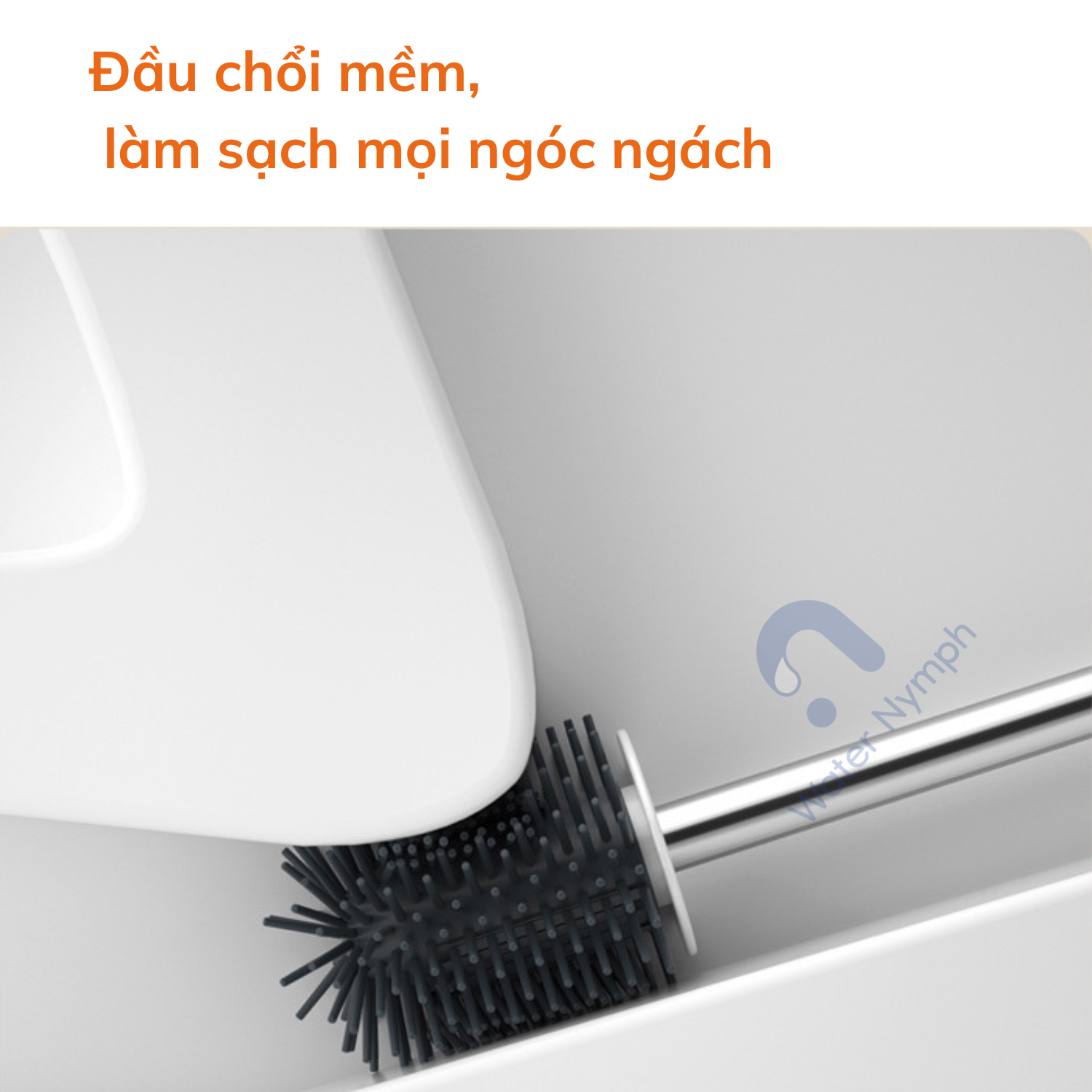 Bộ chổi cọ nhà vệ sinh, nhà tắm silicone, chống xước men bồn cầu Waternymph có thể dán tường