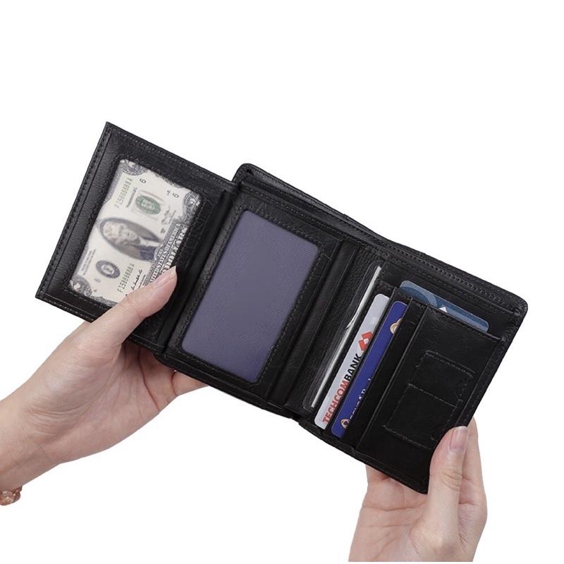 Ví Đứng Da Bò Bò Cao Cấp,Bóp Da Nam Nhỏ Gọn Sang Trọng Bảo Hành 12 Tháng Kèm Hộp Đựng