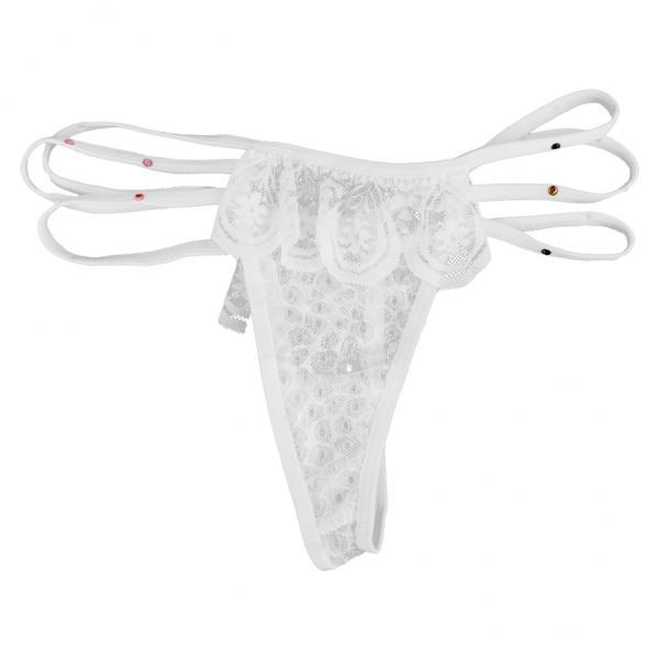 2-4pack Sexy Women Lace Underwear G-String T Thongs Intimates Briefs White