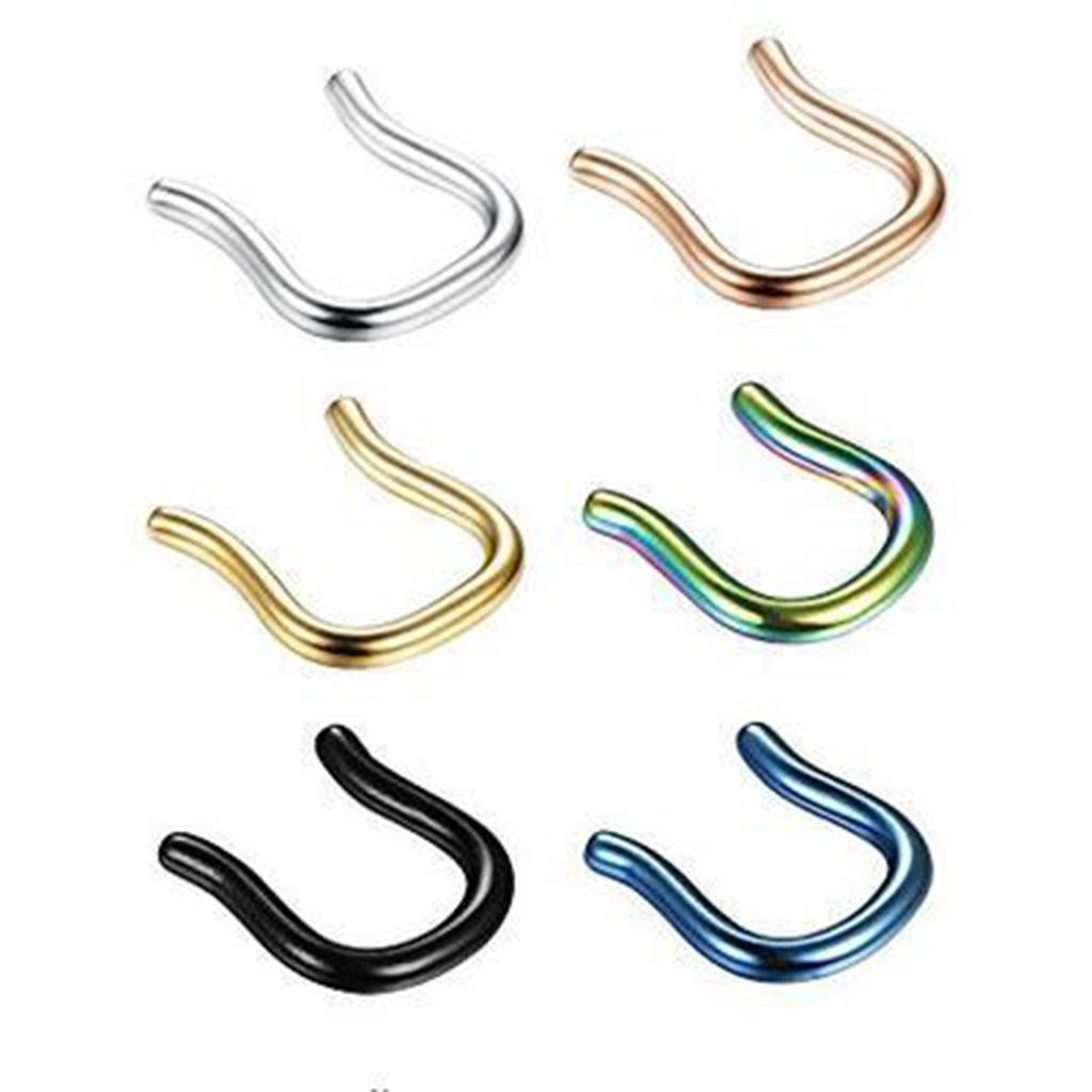 6 Pieces Stainless Steel Nose U Shape Nose Stud Piercing Jewelry
