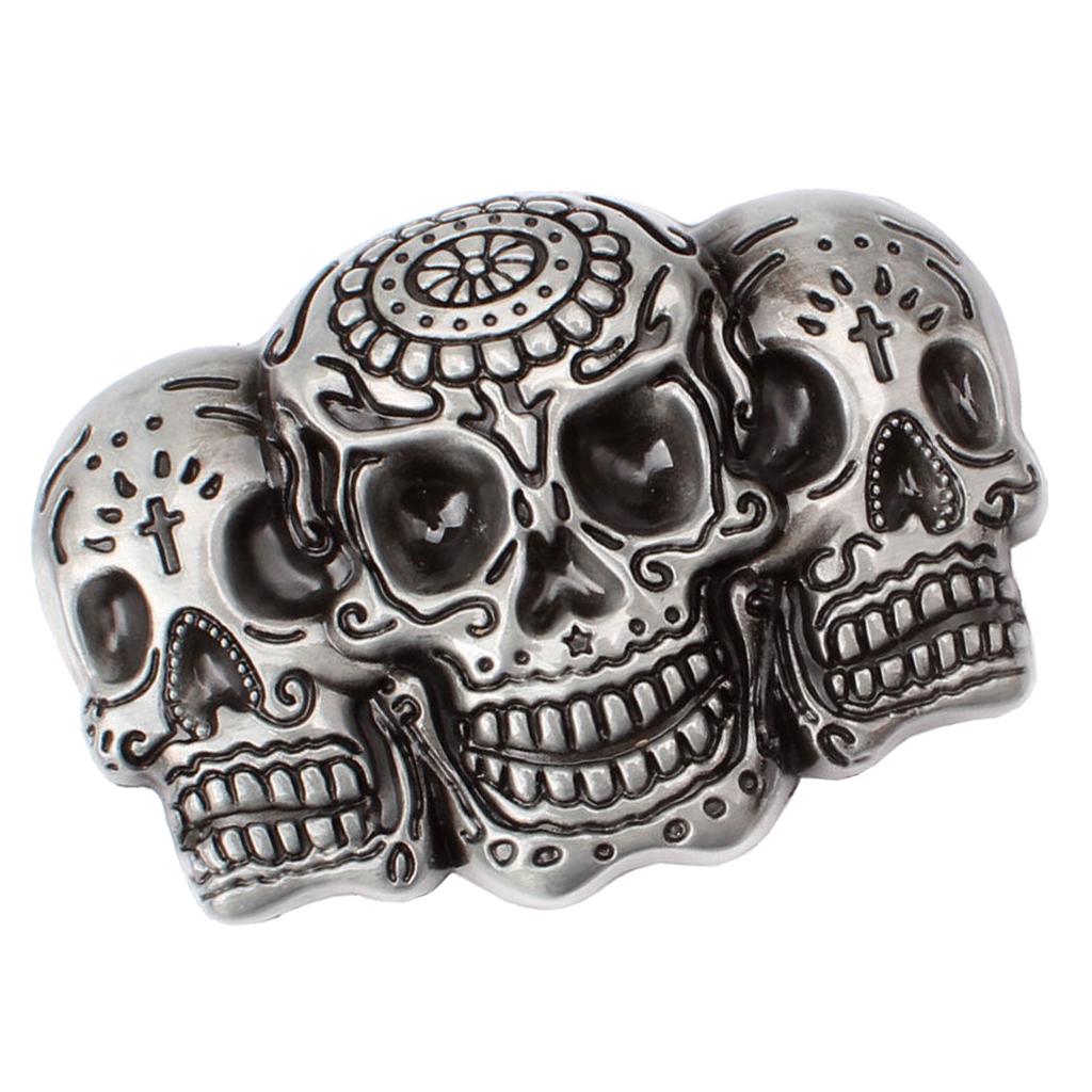 Punk Skull Belt Buckle Antique Silver 3D Skull Head Gothic Motorcycle Biker