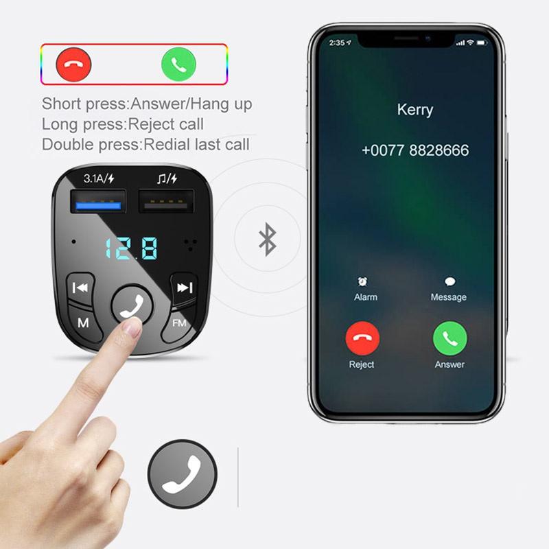 Máy nghe nhạc MP3 đài FM Bluetooth 5.0 kiêm tẩu sạc QC 3.0 cho điện thoại Android/iOS trên xe hơi