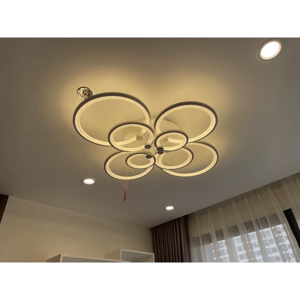 Đèn Mâm Led Ốp Trần 8 Cánh Hình Hoa Trang Trí Phòng Khách,Ngủ, Phân Tầng 3 Chế Độ Ánh Sáng