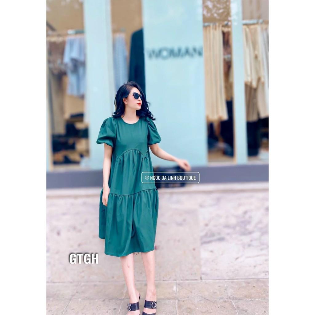Váy bầu,đầm bầu công sở thiết kế dáng suông chất lụa hàn châu freesize tới 70kg