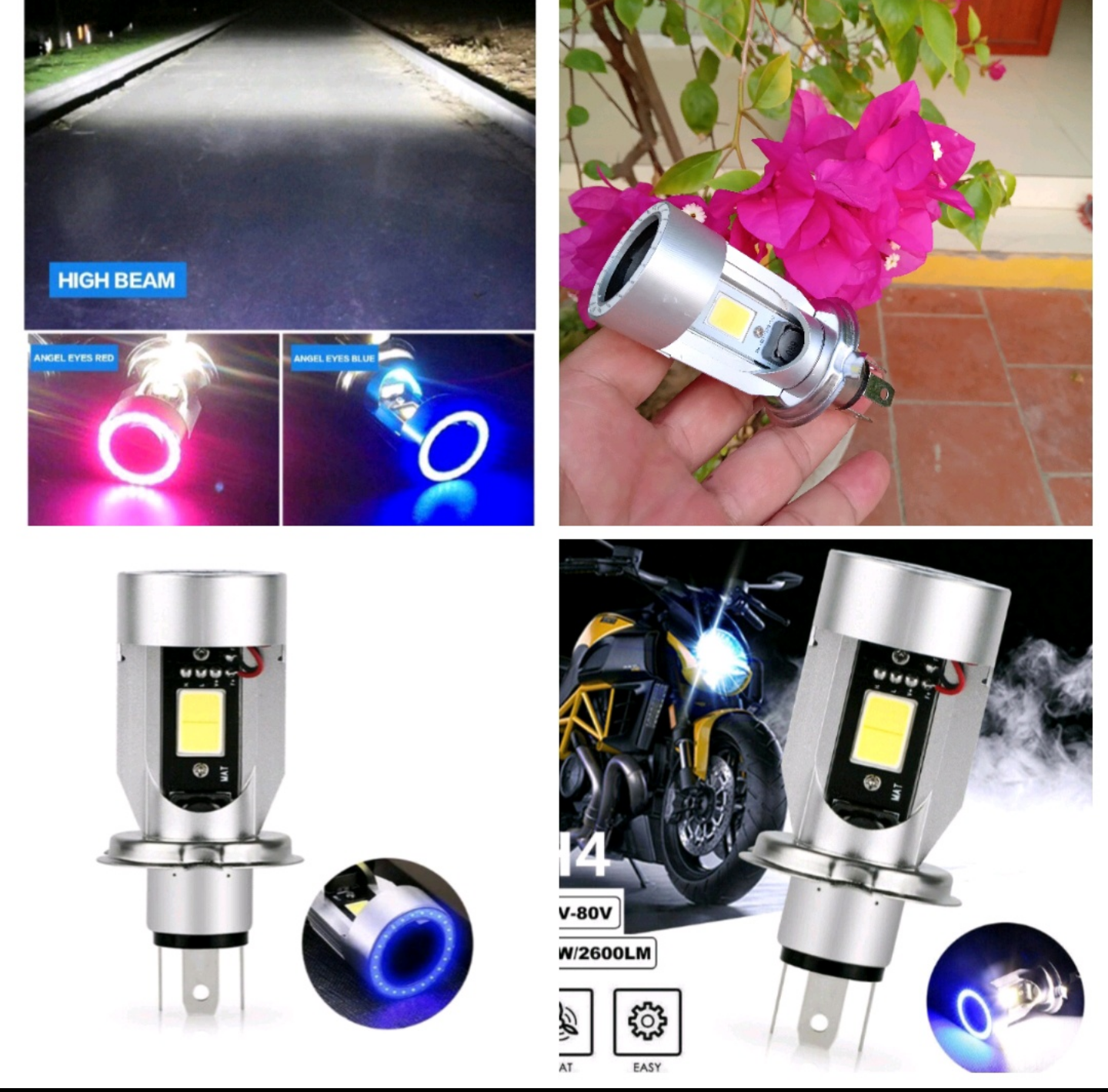 1 BÓNG ĐÈN PHA H4 45W SIÊU SÁNG VIỀN MÀU CỰC ĐẸP LẮP XE MÁY XE HƠI ÔTÔ MẪU MỚI HÀNG CHUẨN CHẤT LƯỢNG